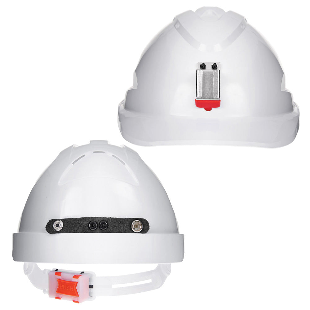 PRO CHOICE V9 Vented Hard Hat with Lamp Bracket and Pushlock Harness - White 9с, дардаг чангалагч, гэрэлний суурьтай каск