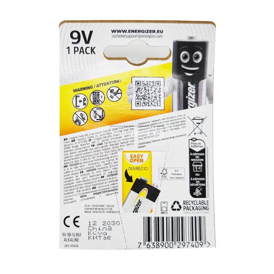 Energizer 9V Alkaline Power /1ea/ 9 Вольт зай /1ш