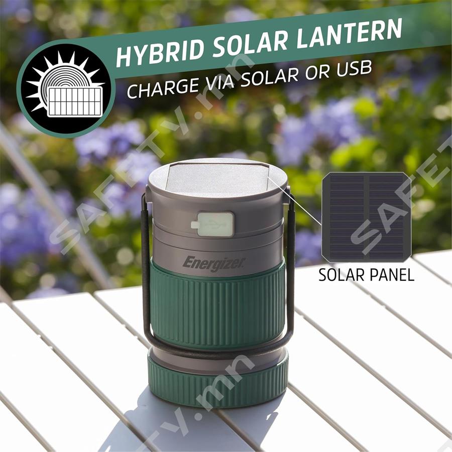 Energizer Hybrid Solar Lantern 500 Lumens (3 АА) Нарны гэрэл, тог, зайгаар ажилладаг дэнлүү (3ш АА)