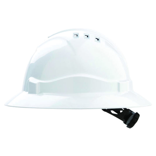 PRO CHOICE V6 Vented Full Brim Hard Hat Ratchet Harness - White 6 салхивчтай, эргүүлдэг чангалагчтай уурхайн каск