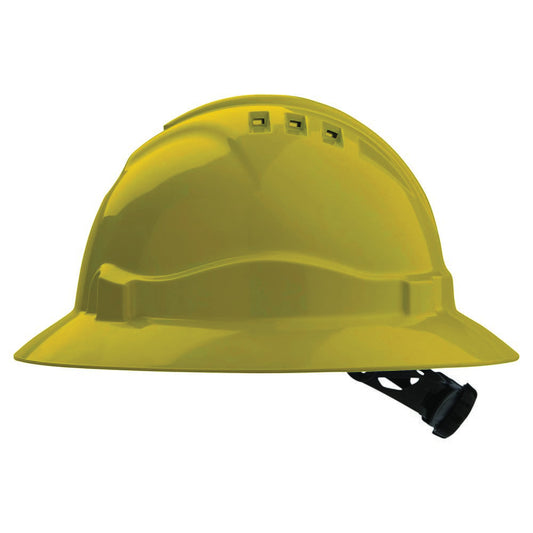 PRO CHOICE V6 Vented Full Brim Hard Hat Ratchet Harness - Yellow 6 салхивчтай, эргүүлдэг чангалагчтай уурхайн каск