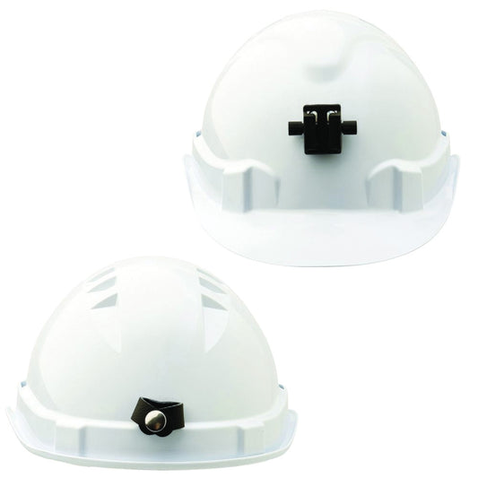 PRO CHOICE V6 Vented Hard Hat with Lamp Bracket and Pushlock Harness - White 6с дардаг, эргүүлдэг чангалагч, гэрэлний суурьтай каск