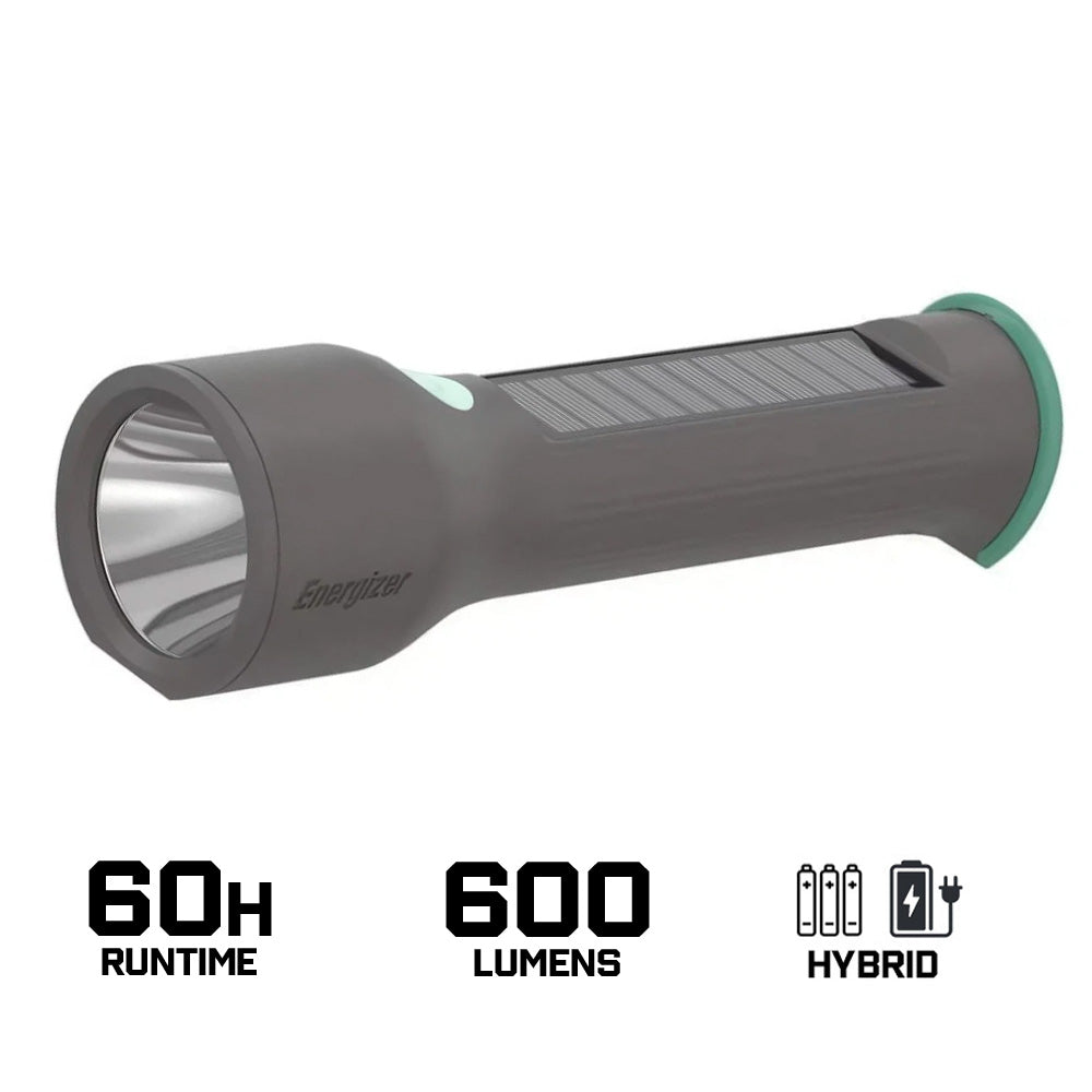 Energizer Hybrid Solar Flashlight 600 Lumens Нарны гэрэл, цэнэглэгч, зайгаар ажилладаг гэрэл