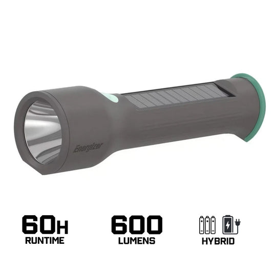 Energizer Hybrid Solar Flashlight 600 Lumens Нарны гэрэл, цэнэглэгч, зайгаар ажилладаг гэрэл