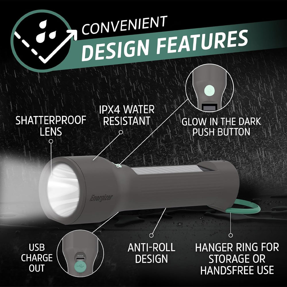 Energizer Hybrid Solar Flashlight 600 Lumens Нарны гэрэл, цэнэглэгч, зайгаар ажилладаг гэрэл